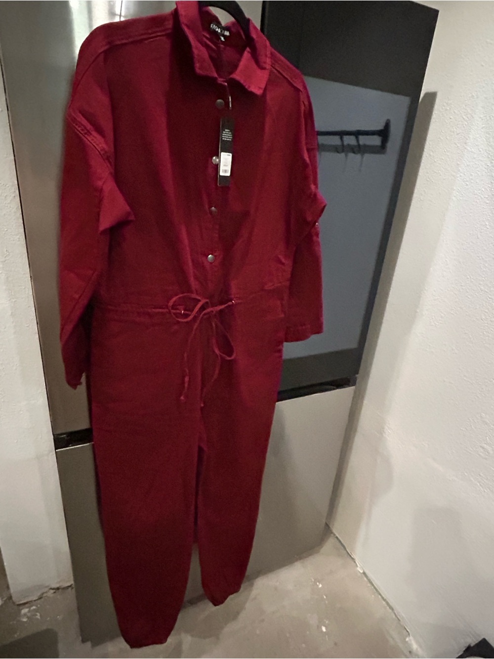 Fashion Nova Boiler Jumpsuit Burgundy Size M